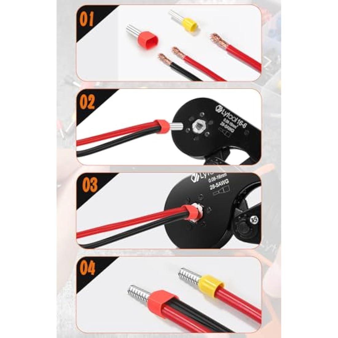Lytool Hexagonal Ferrule Crimping Tool Kit with 1200Pcs Terminals 0.08-16mm²