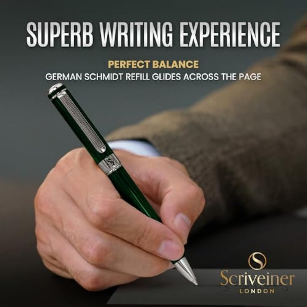 Scriveiner Luxury Ballpoint Pen – British Racing Green & Chrome