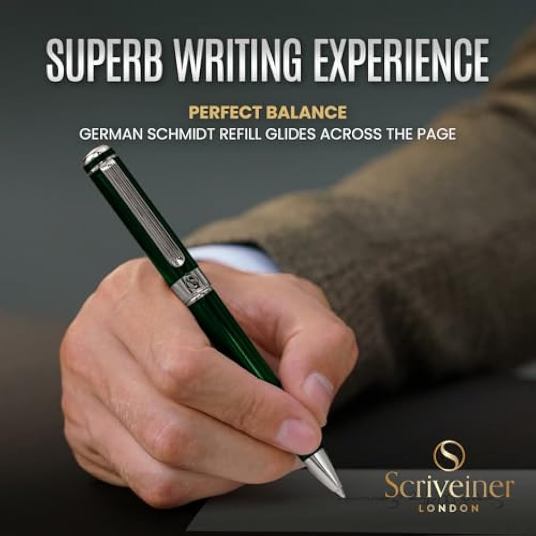 Scriveiner Luxury Ballpoint Pen – British Racing Green & Chrome