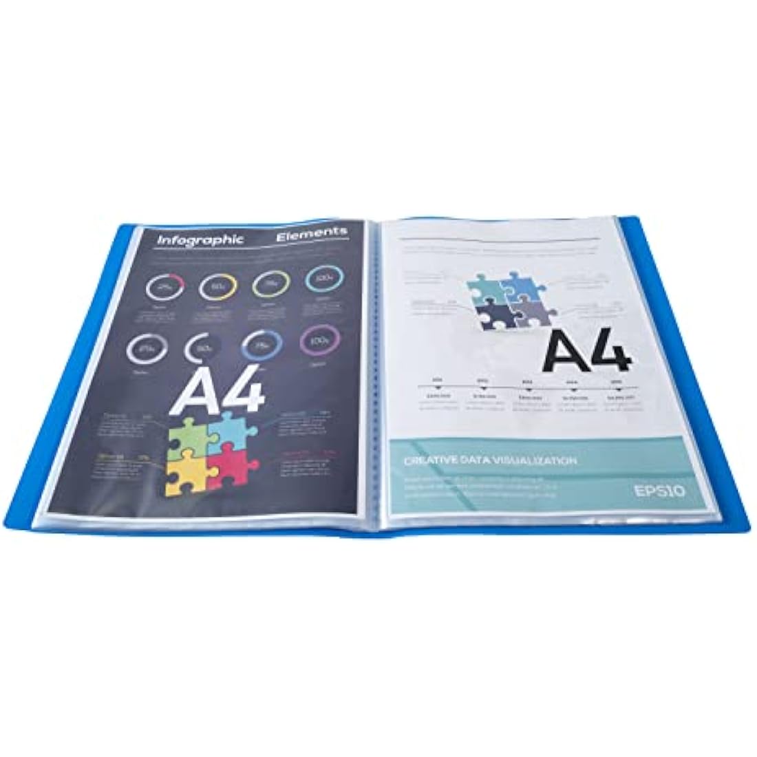 Exacompta A4 Display Book – 100 Pockets 200 Views – Blue Polypropylene