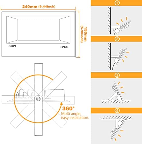 Smart RGB LED Floodlight | 80W 8000LM Bluetooth IP66 | 2 Pack