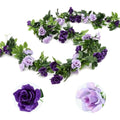 Veryhome 3PCS Artificial Purple Rose Flower Garland | 7.9FT Silk Floral Vines