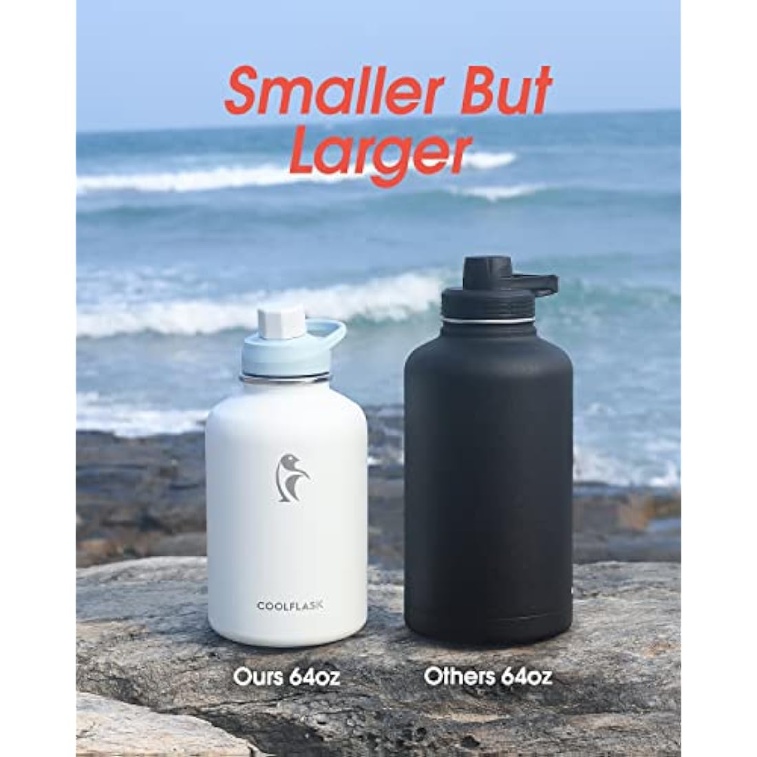 Coolflask 2L Insulated Water Bottle | Half Gallon Stainless Steel