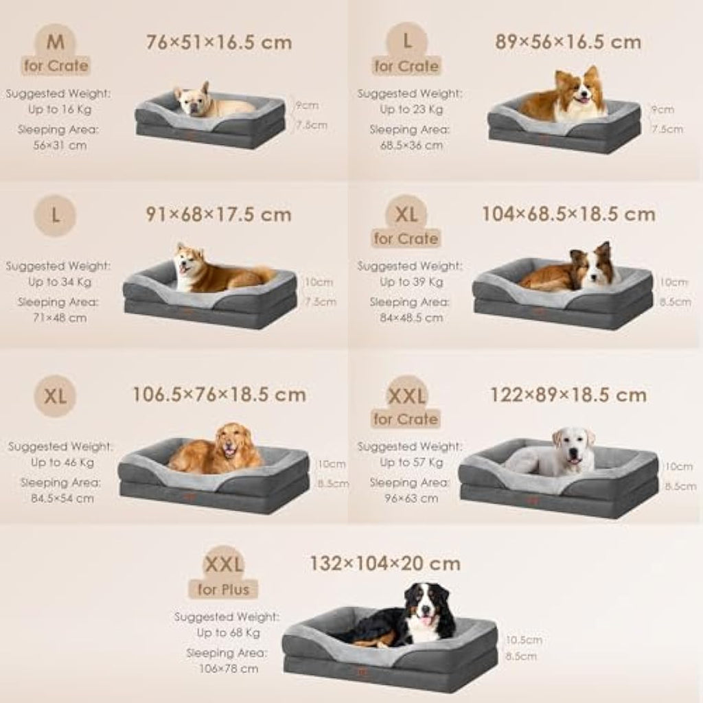 EHEYCIGA Orthopedic Memory Foam Dog Bed – Large Waterproof Pet Sofa