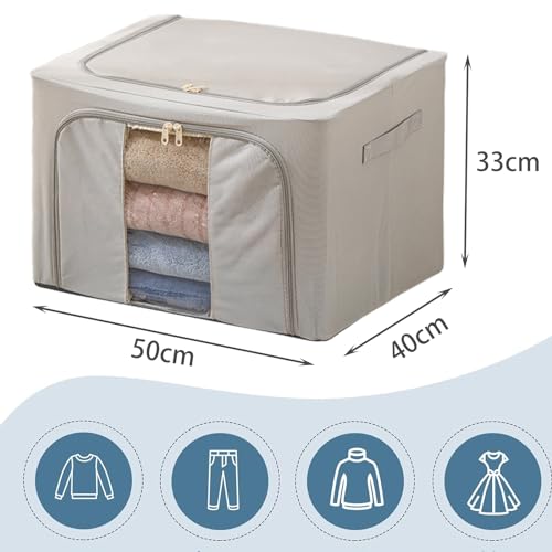 66L Clothes Storage Boxes with Steel Frame - 6 Pack
