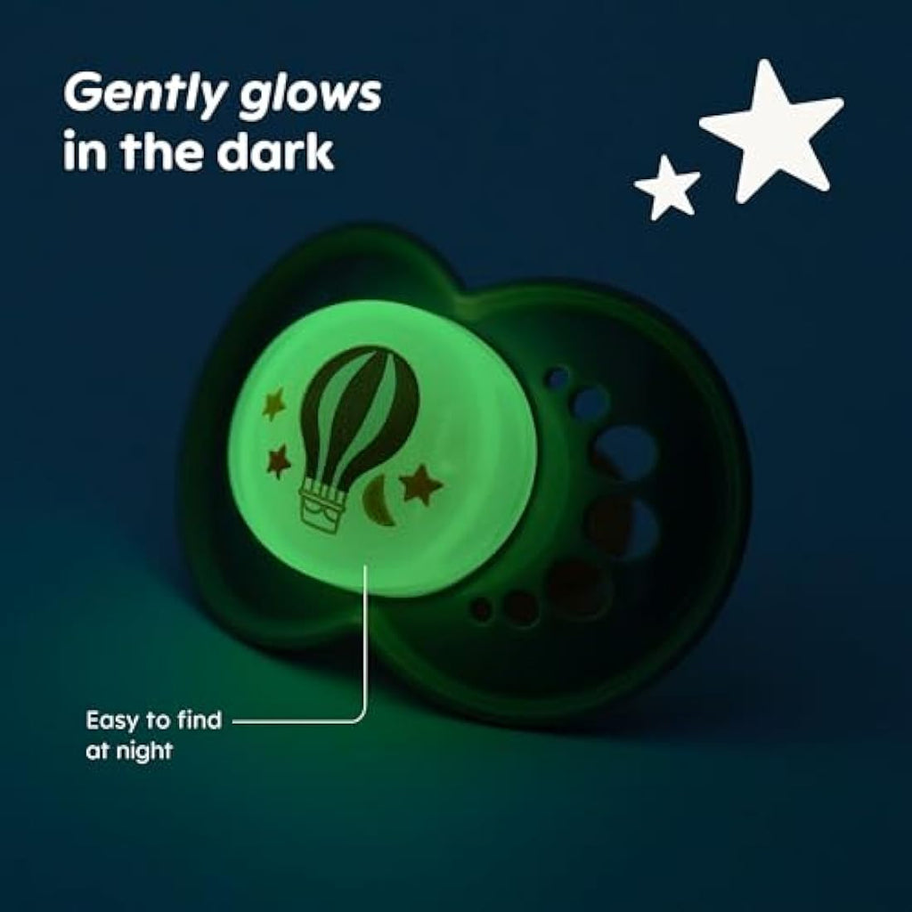 MAM Night Soothers | Glow in the Dark Orthodontic Dummies | 6+ Months | Pink
