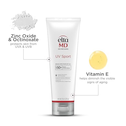 EltaMD UV Sport Sunscreen SPF 50 – Water-Resistant & Fragrance-Free, 3 oz