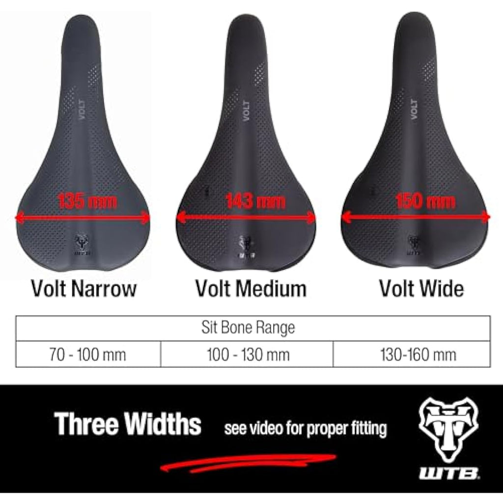 WTB Volt Mountain Bike Saddle – Narrow Cromoly Rails Black 142mm