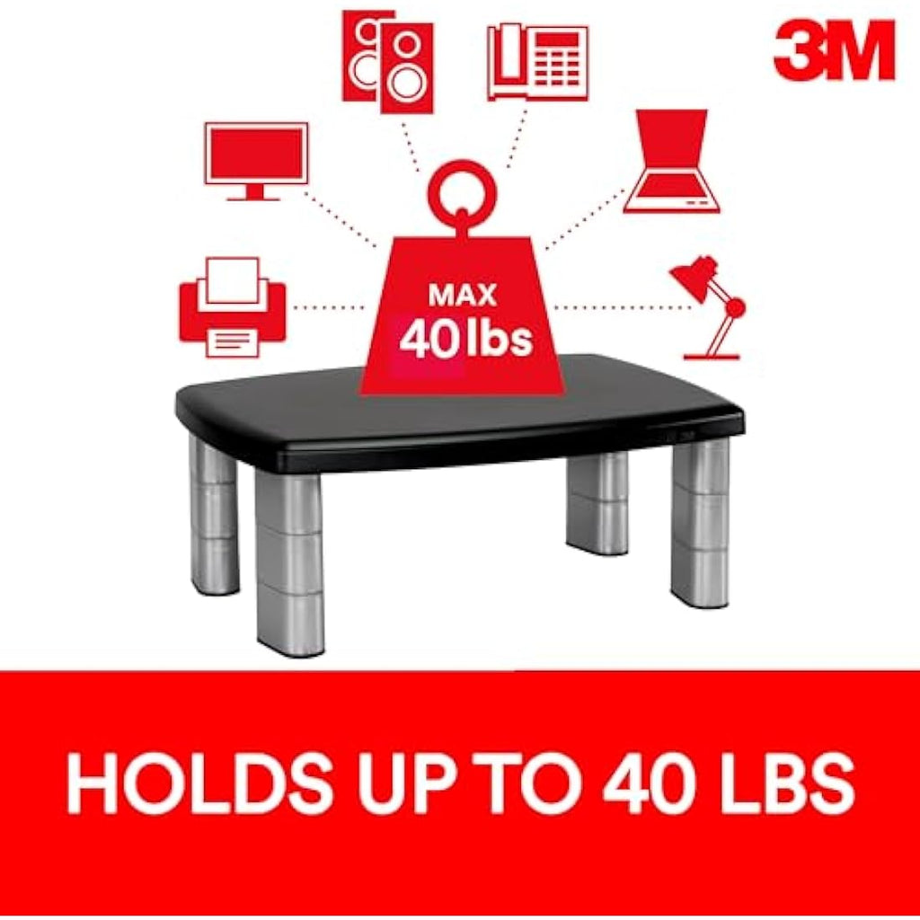 3M Adjustable Monitor Stand – Ergonomic Riser with 3 Height Levels