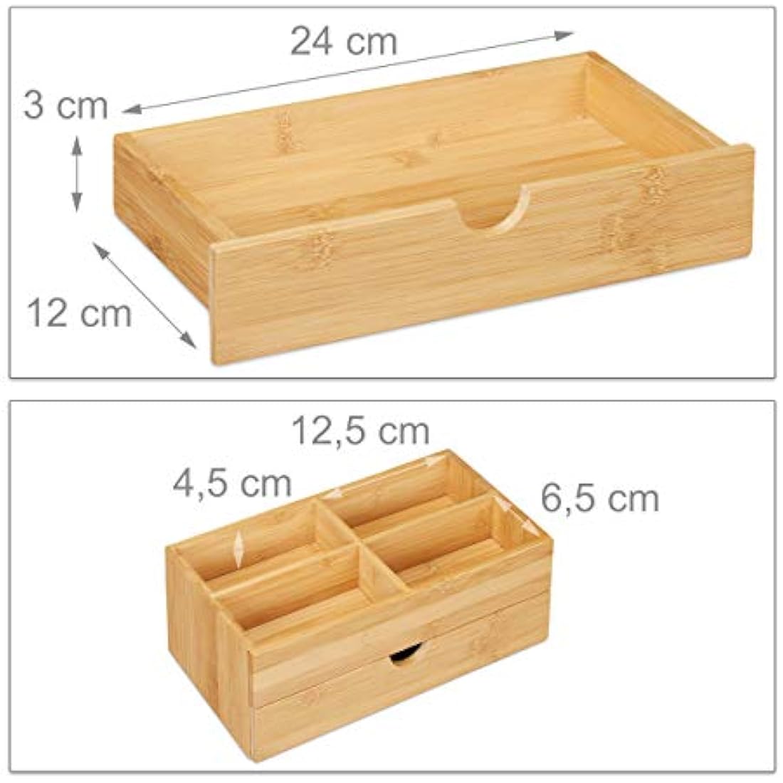 Jolof Store Bamboo Cosmetics Organiser | 4 Compartments & Drawer