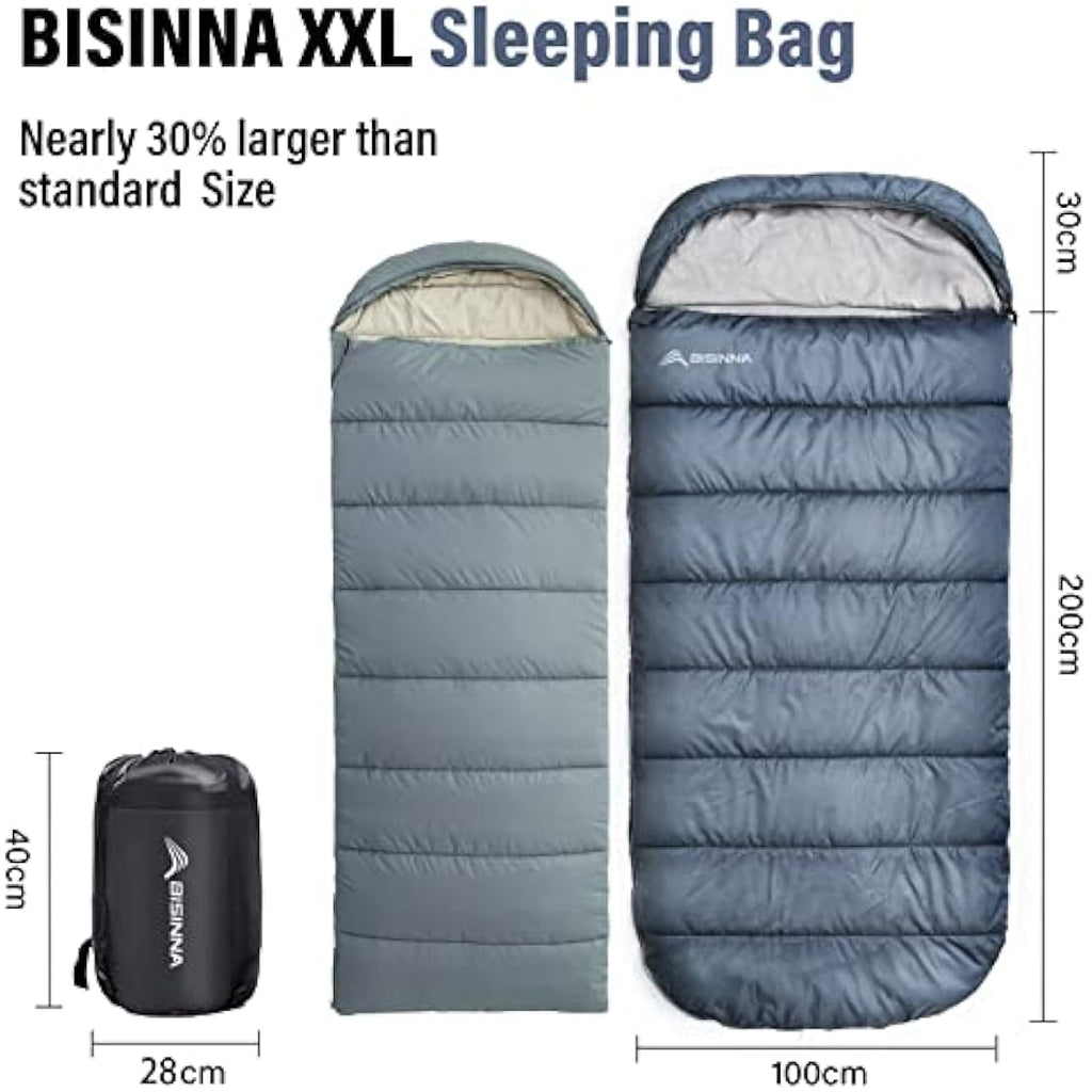 BISINNA XXL Sleeping Bag | Plus Size Waterproof 3-4 Season Camping Gear