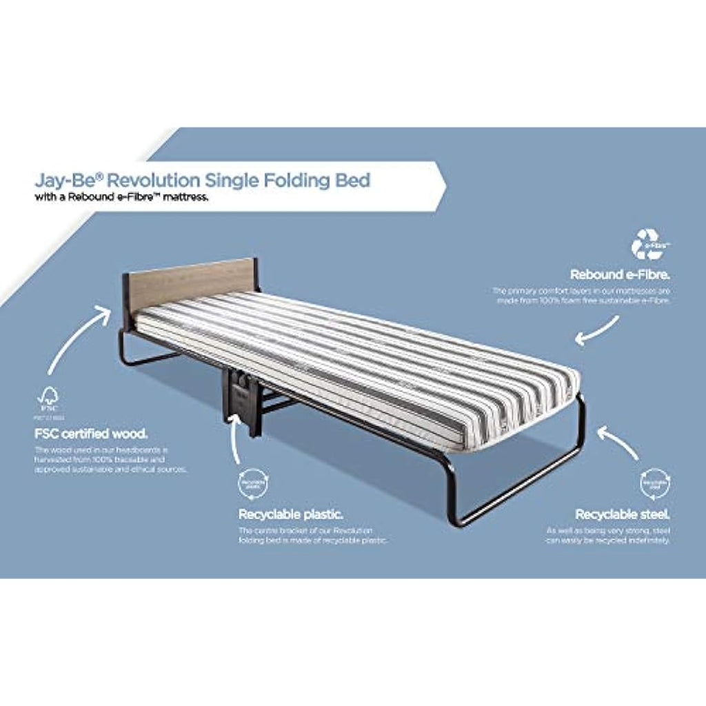 JAY-BE Revolution Single Folding Bed with Rebound e-Fibre Mattress