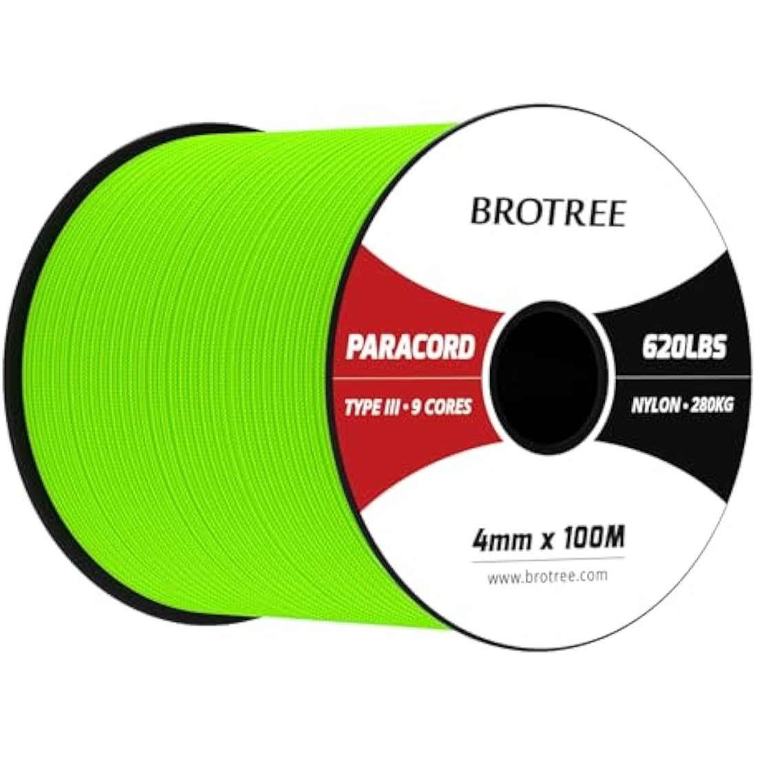Brotree 4mm 100% Nylon Paracord – 9 Strand 280kg Tactical Rope, 100m