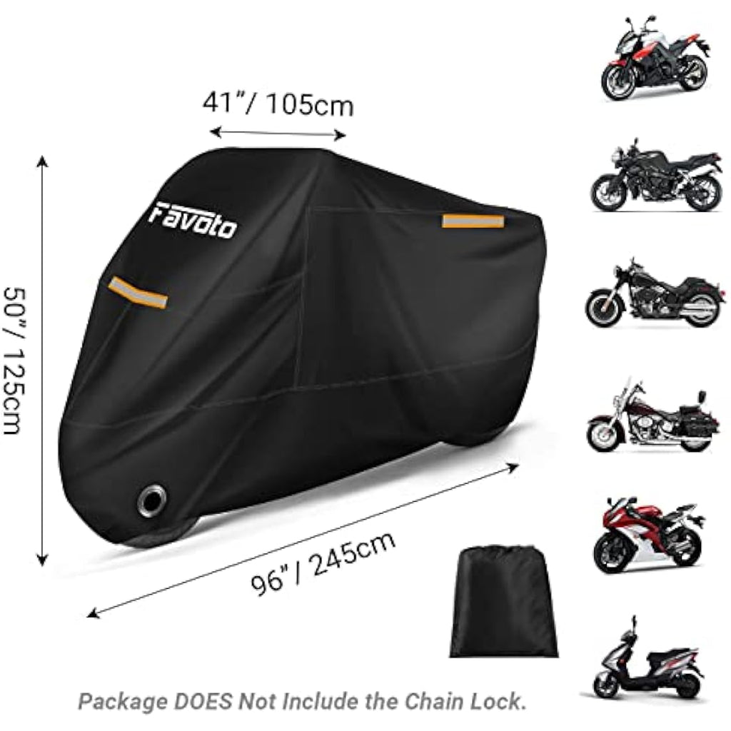 Favoto Waterproof Motorcycle Cover – XXL Oxford Fabric Outdoor Storage