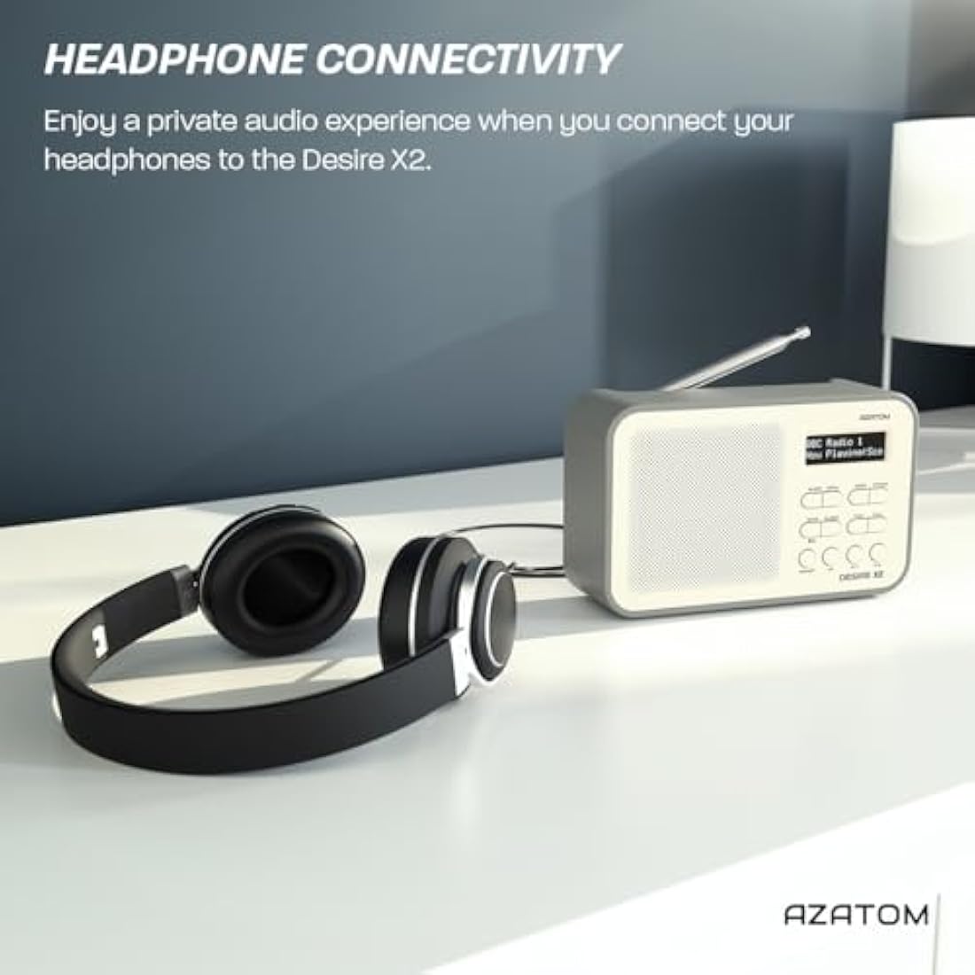 Azatom Desire X2 Portable DAB/DAB+ & FM Digital Radio with Bluetooth - Grey
