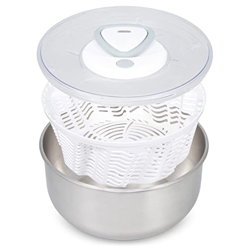 Zyliss Easy Spin 2 Salad Spinner – Large 6L Stainless Steel Serving Bowl