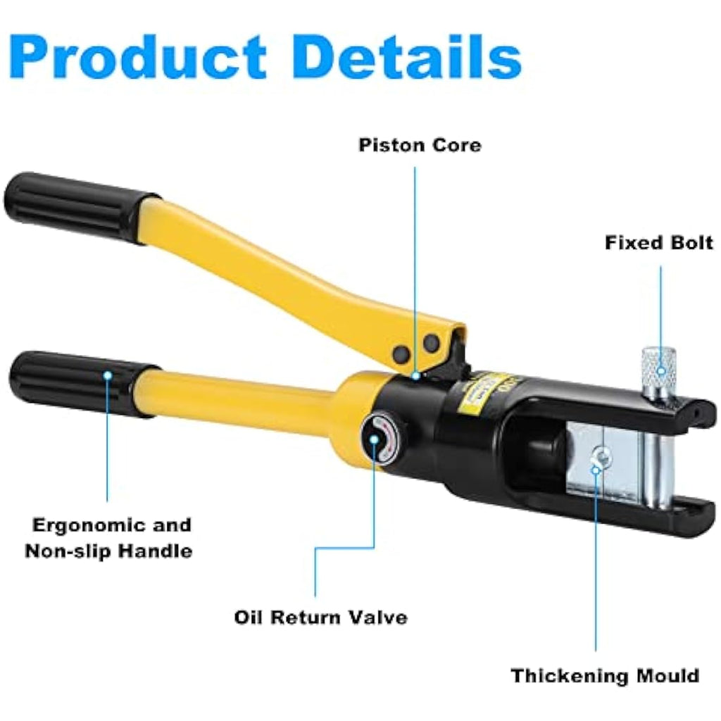 HSEAMALL 16-Ton Hydraulic Crimping Tool with 13 Dies, 8-300mm²