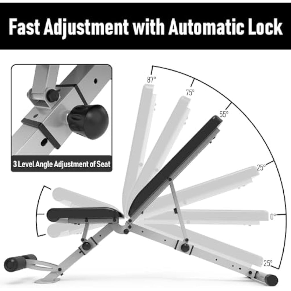 Leikefitness Adjustable Weight Bench | Foldable Heavy Duty Workout Bench