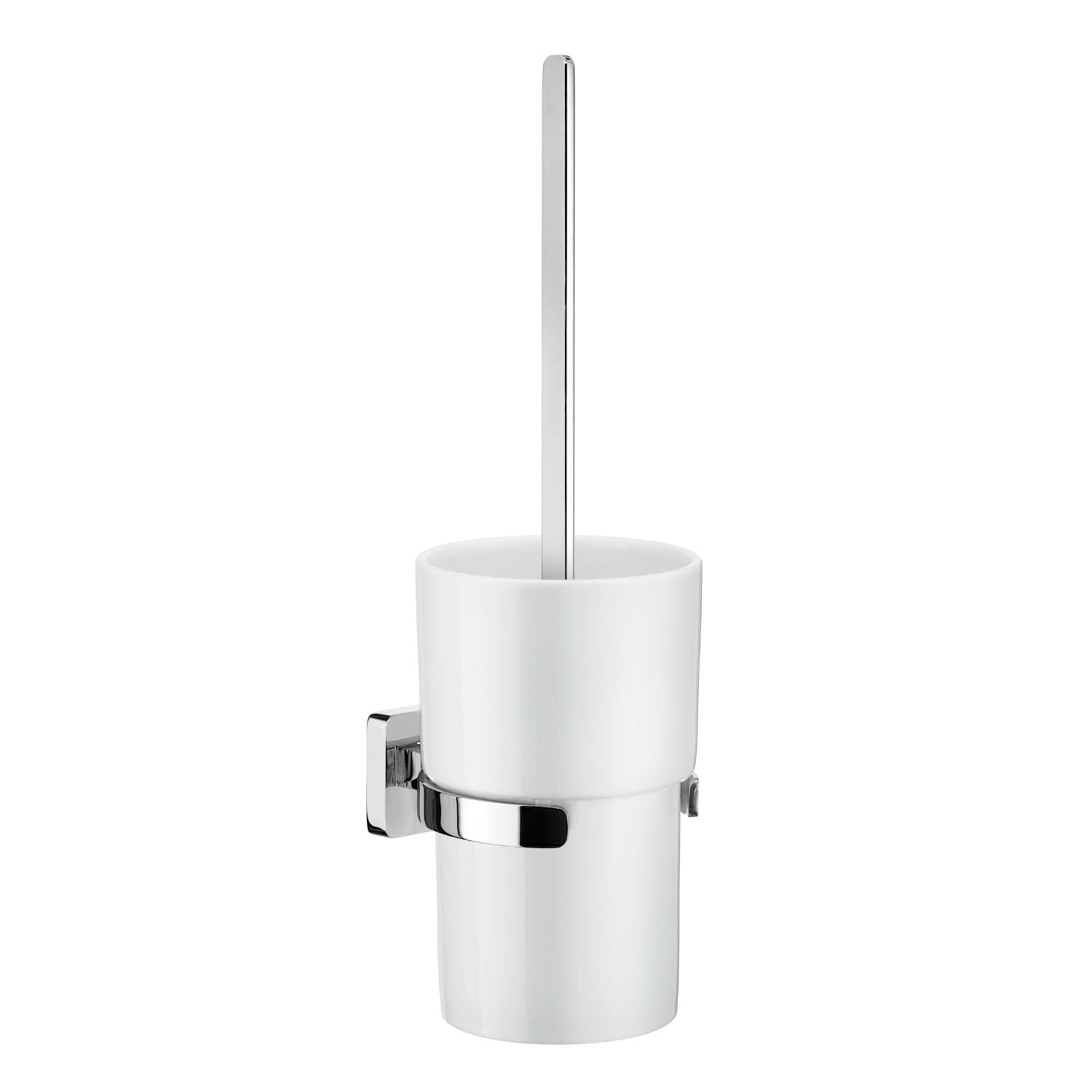 Smedbo Ice Wall-Mounted Toilet Brush | Polished Chrome & Porcelain