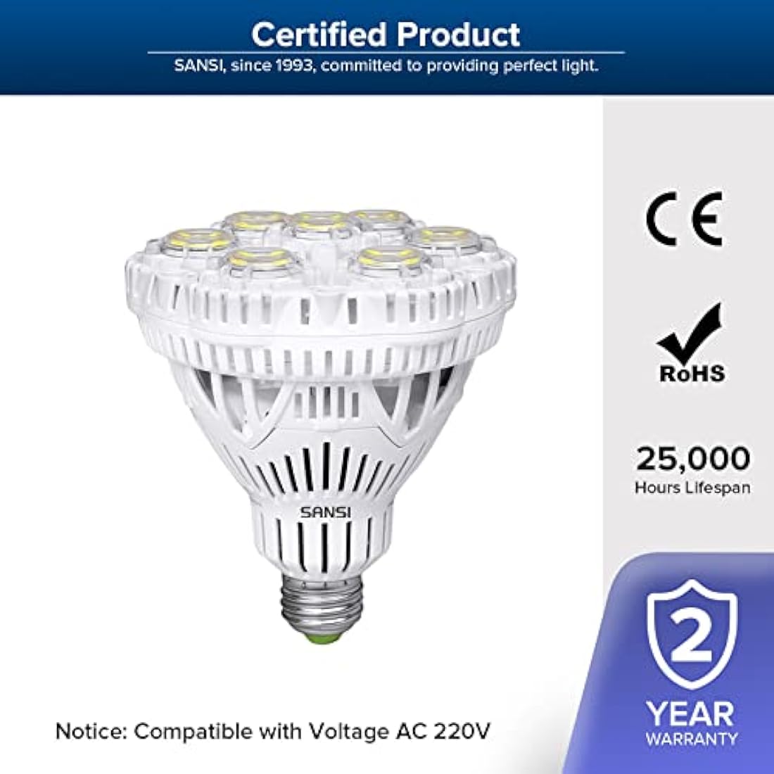 SANSI 40W LED Light Bulb | 5000LM Daylight 5000K | E27 E40 Base
