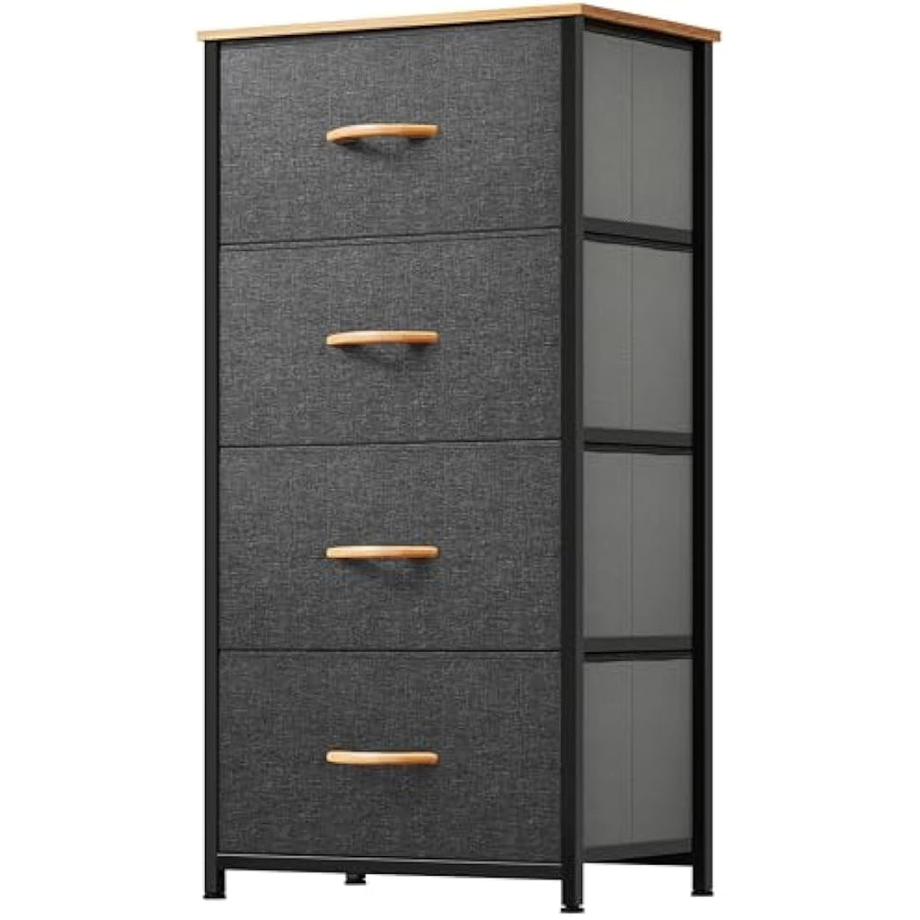 YITAHOME 4 Drawer Fabric Dresser – Sturdy Steel Frame Storage, Dark Grey