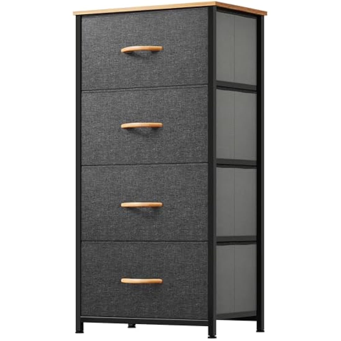 YITAHOME 4 Drawer Fabric Dresser – Sturdy Steel Frame Storage, Dark Grey