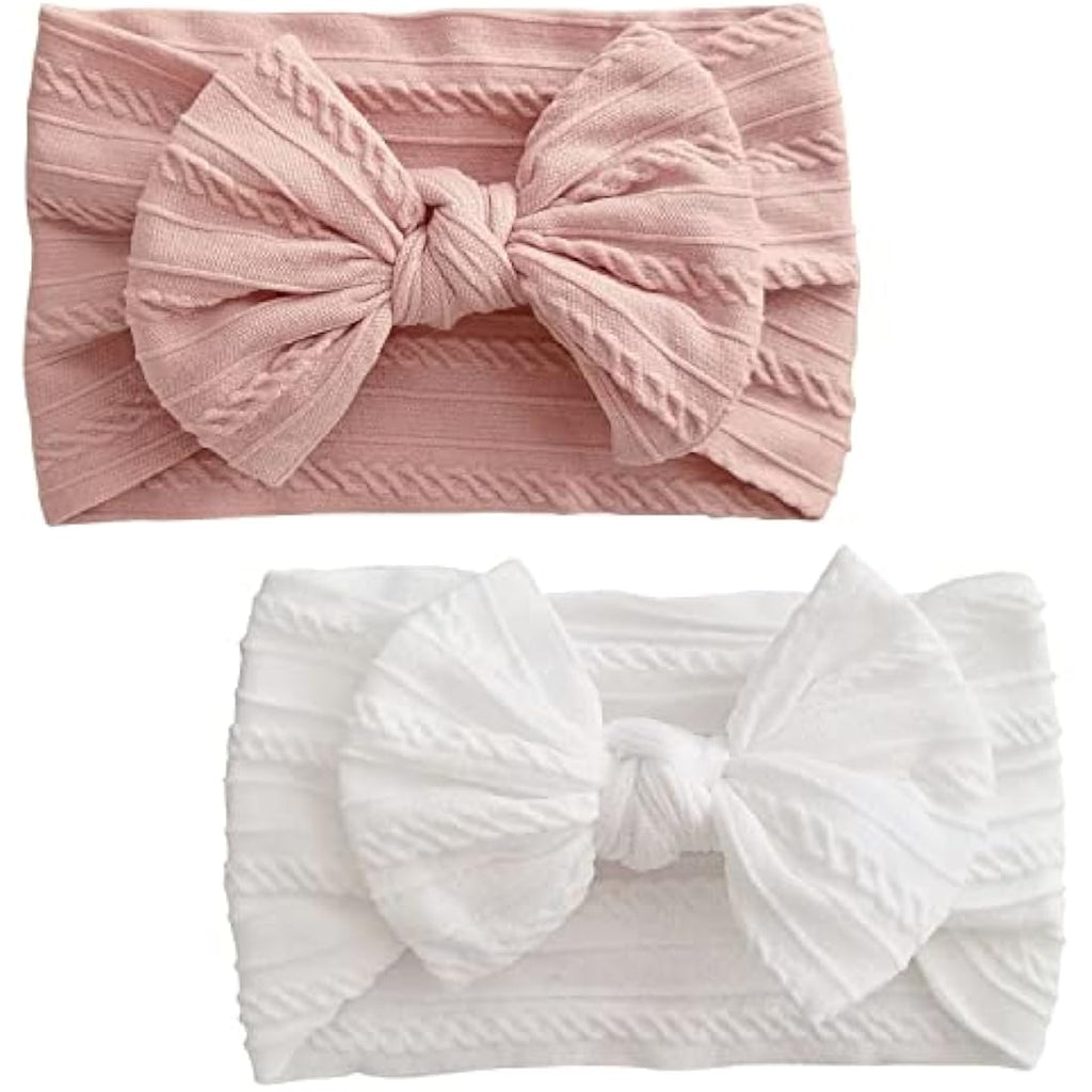 Baby Headbands – 2-Pack Soft Spandex Bows for 0-3 Years