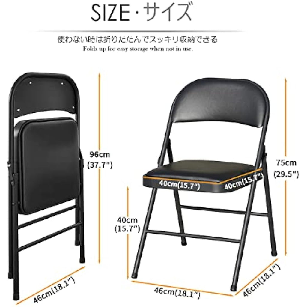 Folding Desk and Chair Set | Portable Black Steel Table
