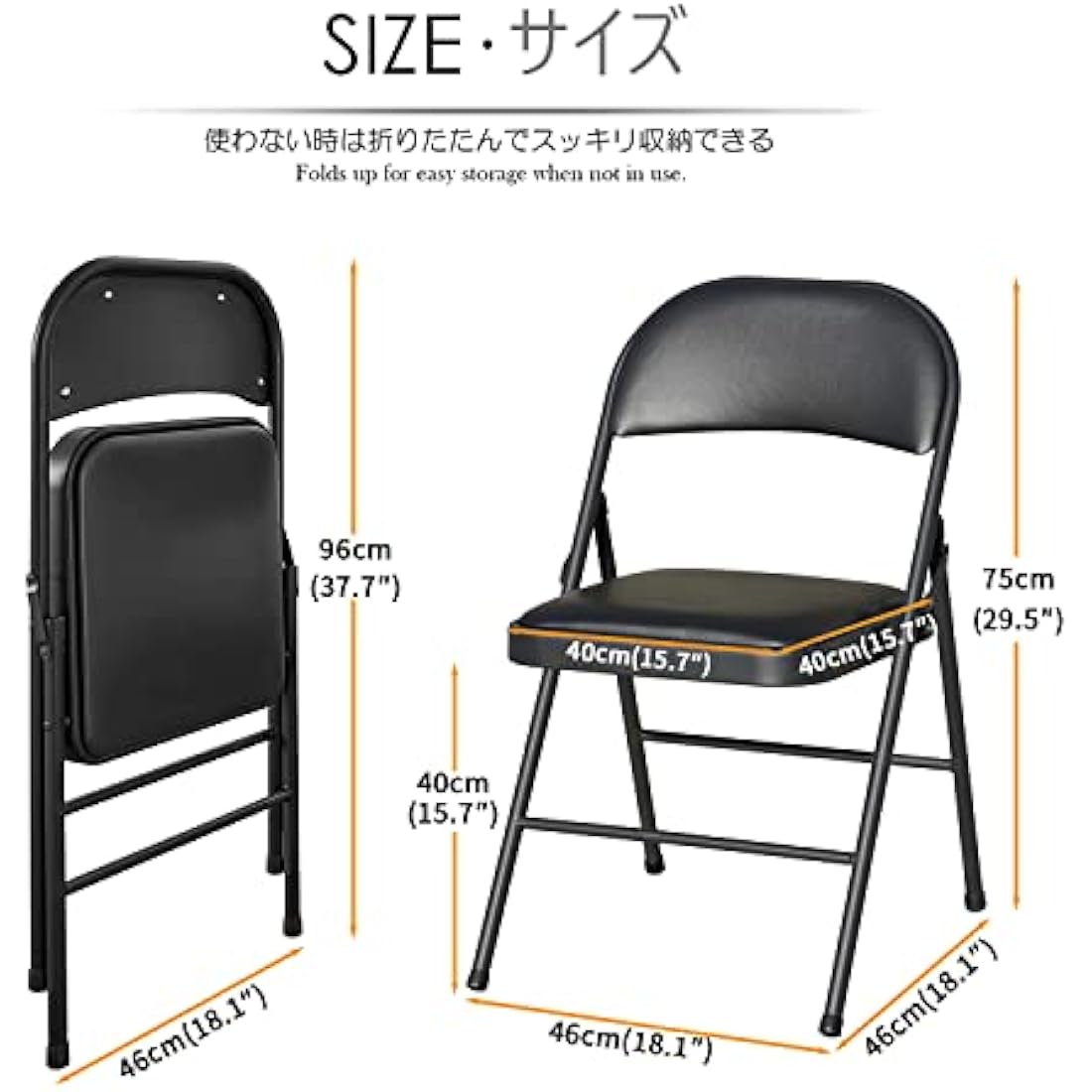 Folding Desk and Chair Set | Portable Black Steel Table