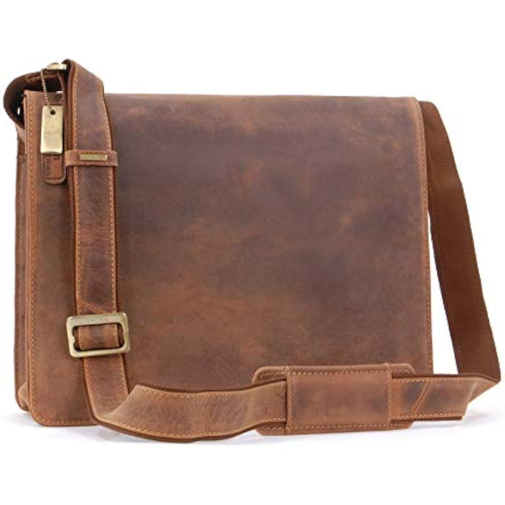 Visconti Leather Messenger Bag | Men's 14 Inch Laptop Shoulder Bag