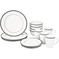 16-Piece Porcelain Dinnerware Set | Black Stripe Detail