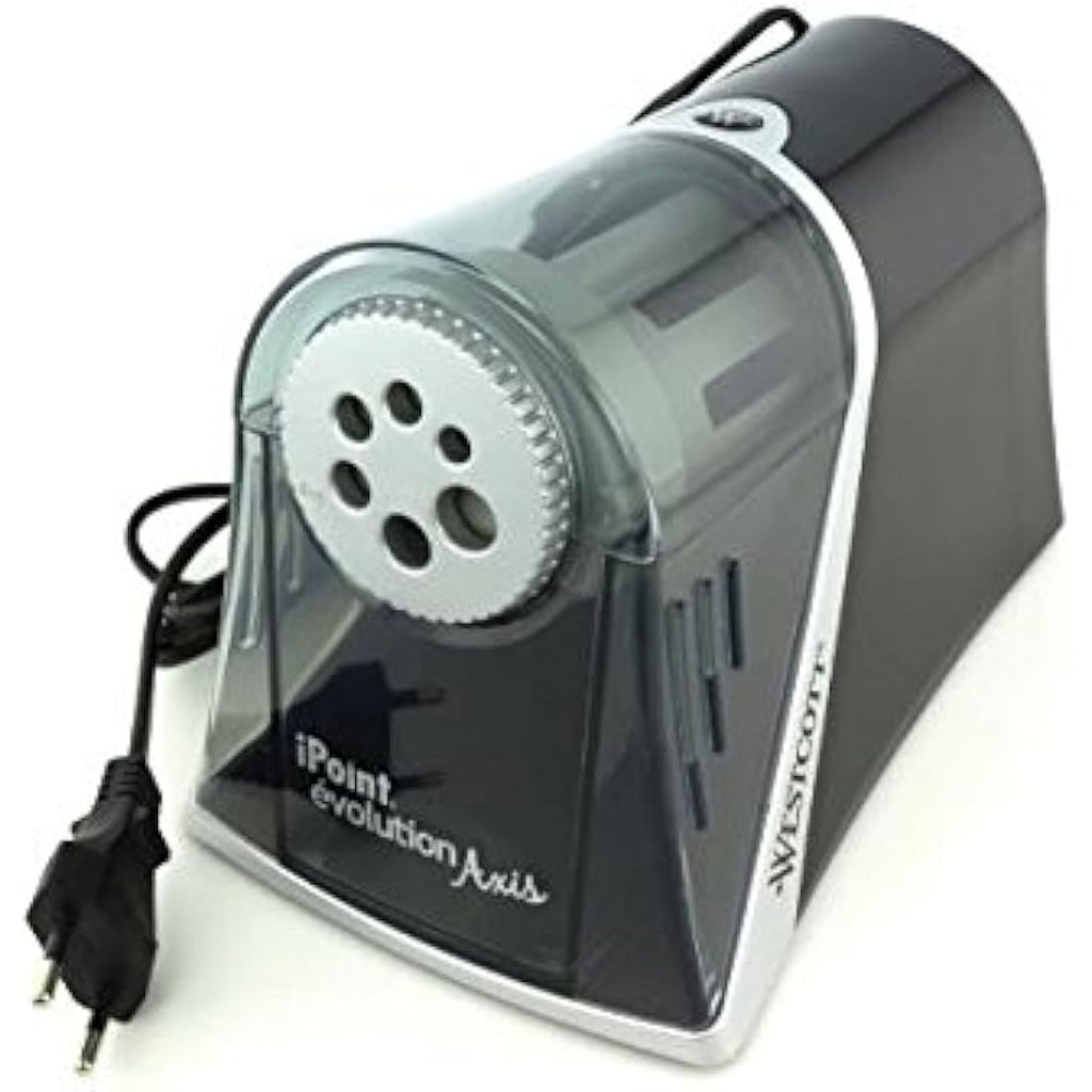 Westcott iPoint Axis Electric Pencil Sharpener - 6 Openings, Grey/Black