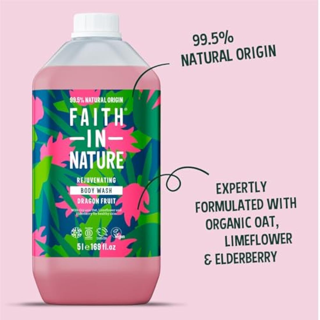 Faith In Nature Dragon Fruit Body Wash | Natural 5L Refill Pack