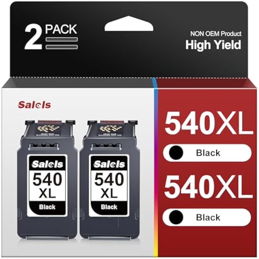 Salols PG-540XL Black Ink Cartridges for Canon Pixma MG3650 TS5150 (2-Pack)