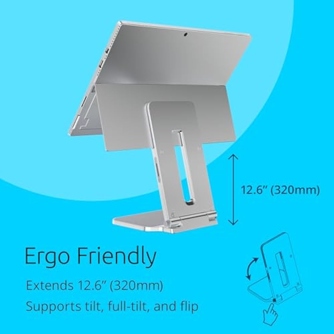Kensington Surface Pro Stand – Foldable Ergonomic Riser for Surface Go