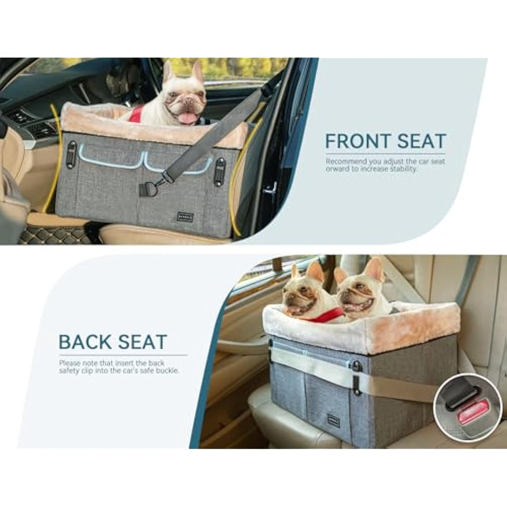 Petsfit Dog Car Seat for Medium Dogs | Elevated Booster Seat, Light Grey