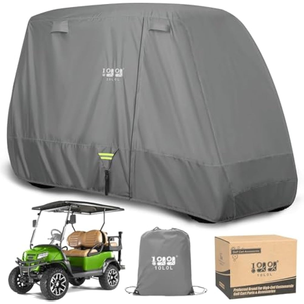 10L0L 4-Passenger Golf Cart Cover | 600D Waterproof Heavy Duty 80" Roof