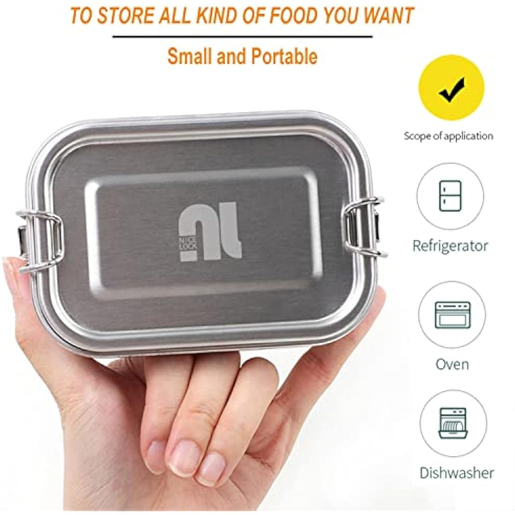 Nicelock Stainless Steel Snack Containers – 400ml Leakproof Food Prep, 3 Pack