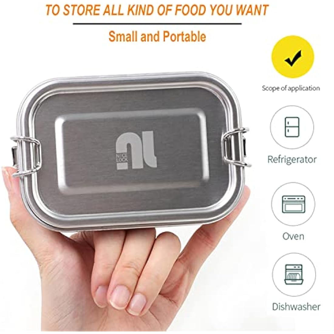 Nicelock Stainless Steel Snack Containers – 400ml Leakproof Food Prep, 3 Pack