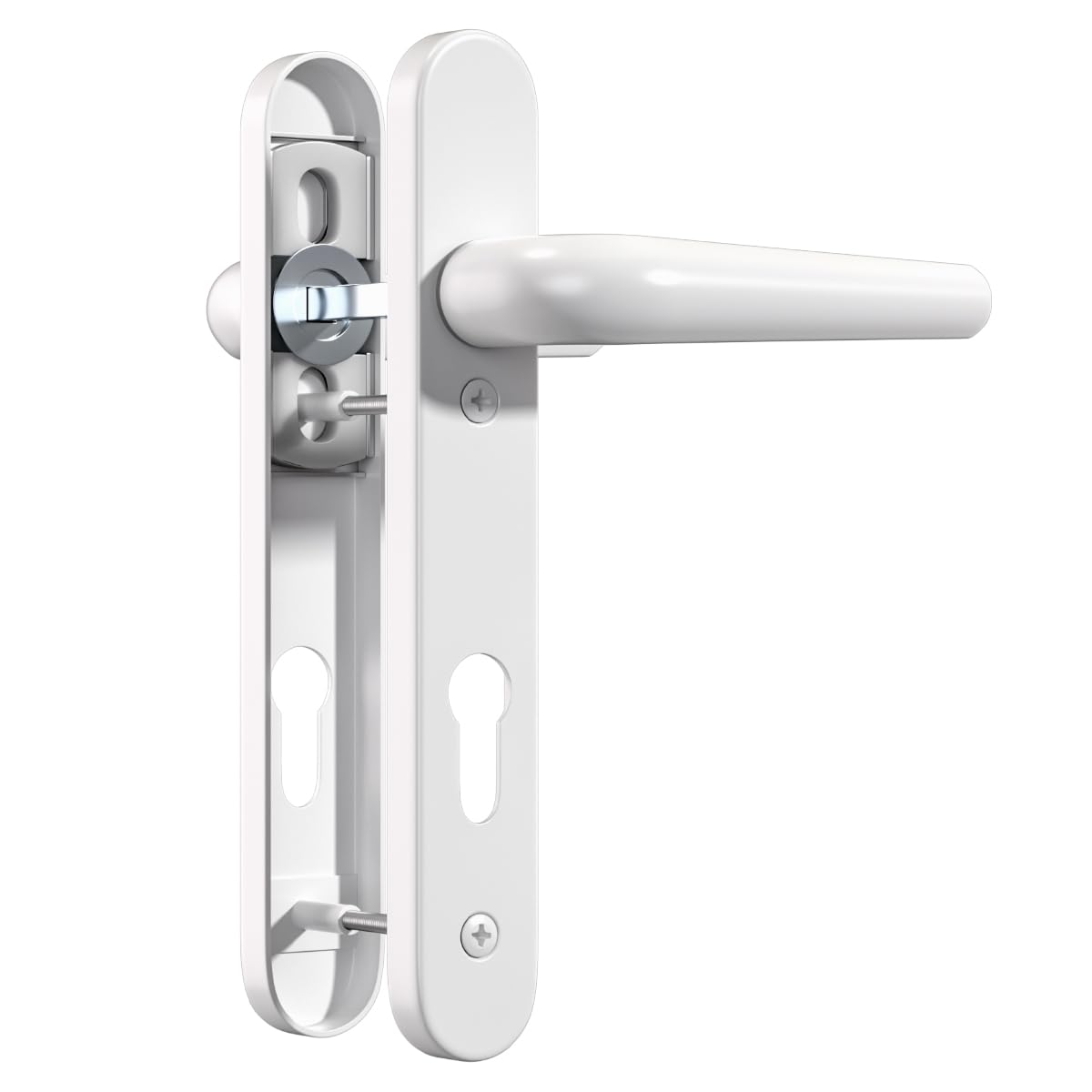 Bwintech White UPVC Door Handle Set | 92mm Backset & 210mm Plate