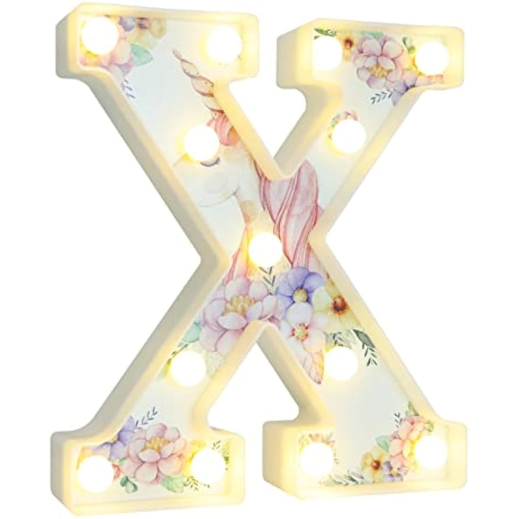 Vimlits Unicorn LED Letter X - Light Up Alphabet Sign for Girls Bedroom