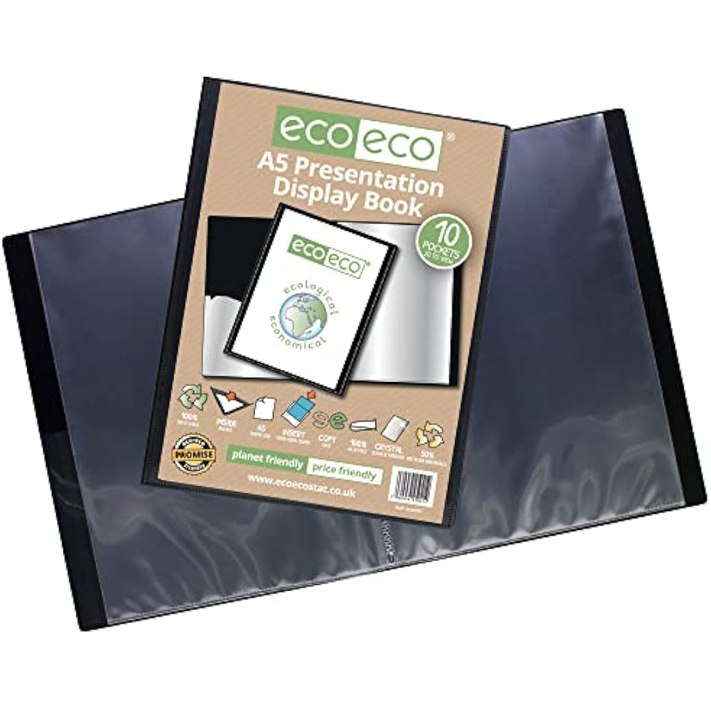 Eco-eco A5 Recycled 10 Pocket Presentation Display Book Folder - 12 Pack