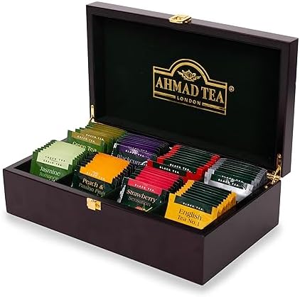 Ahmad Tea Wooden Tea Keeper Gift Box - 80 Teabags Selection, 160g