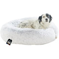 One PETS-TOP Calming Dog Bed – Washable Plush Dodo Donut, Pearl Grey 80cm