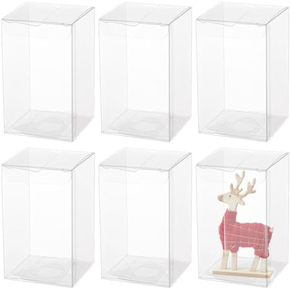 BENECREAT 30PCS Clear PVC Gift Boxes – 6x6x10cm Transparent Favor Boxes