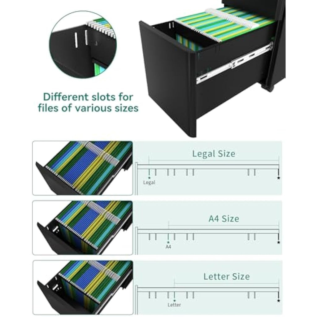 YITAHOME 3-Drawer Mobile Filing Cabinet | Lockable Steel Office Pedestal