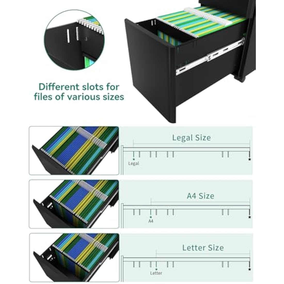 YITAHOME 3-Drawer Mobile Filing Cabinet | Lockable Steel Office Pedestal