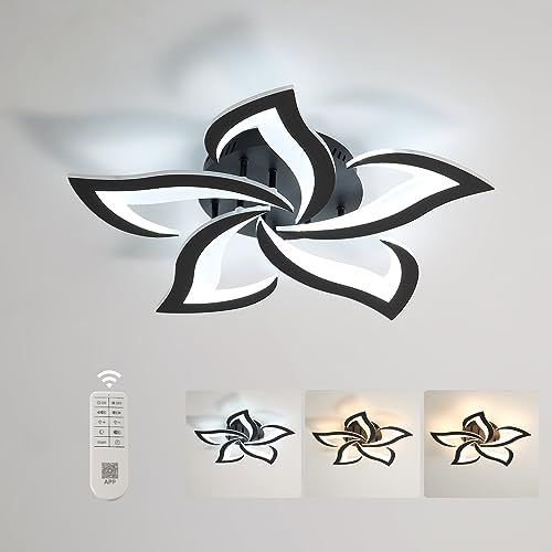 Comely Modern LED Ceiling Light – Dimmable Black Acrylic Lamp with Remote