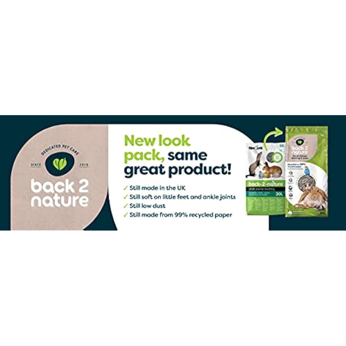 Back-2-Nature Small Animal Bedding - Recycled Paper 20L