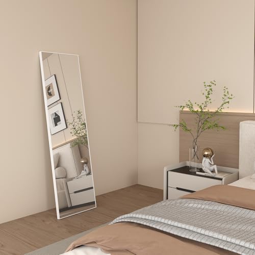 Vasemouh Full Length Mirror – 55x16in White Wall or Floor Standing